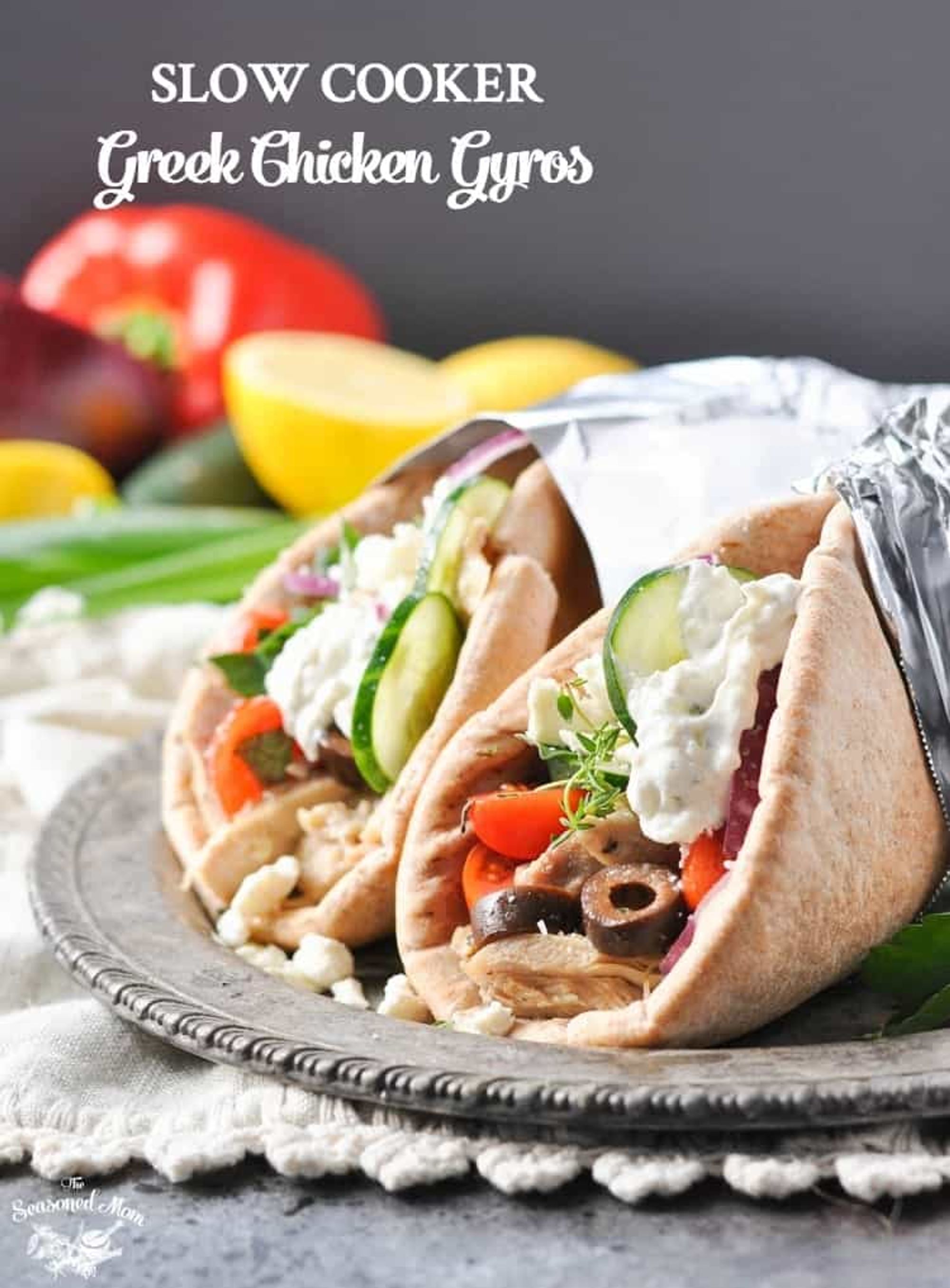 Slow Cooker Greek Chicken Gyros The Seasoned Mom My Recipe Magic