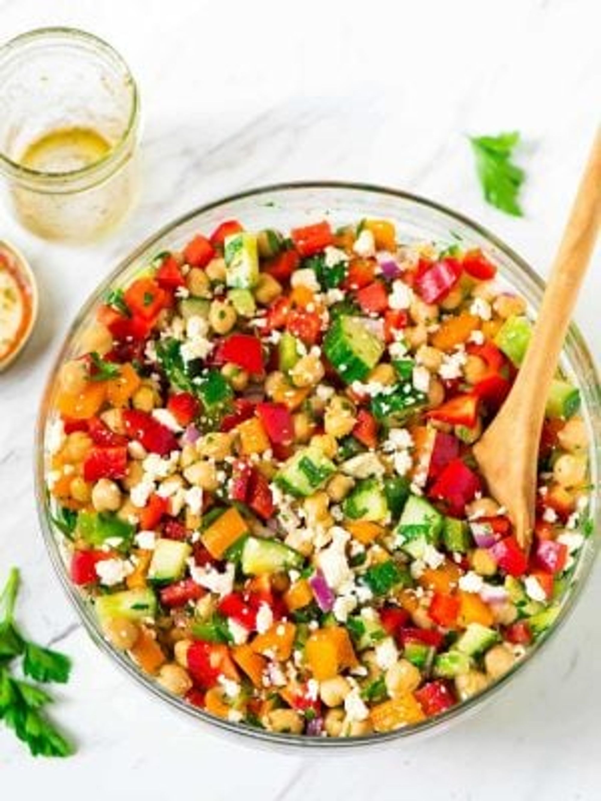 Mediterranean Chickpea Salad with Feta and Cucumber - My Recipe Magic