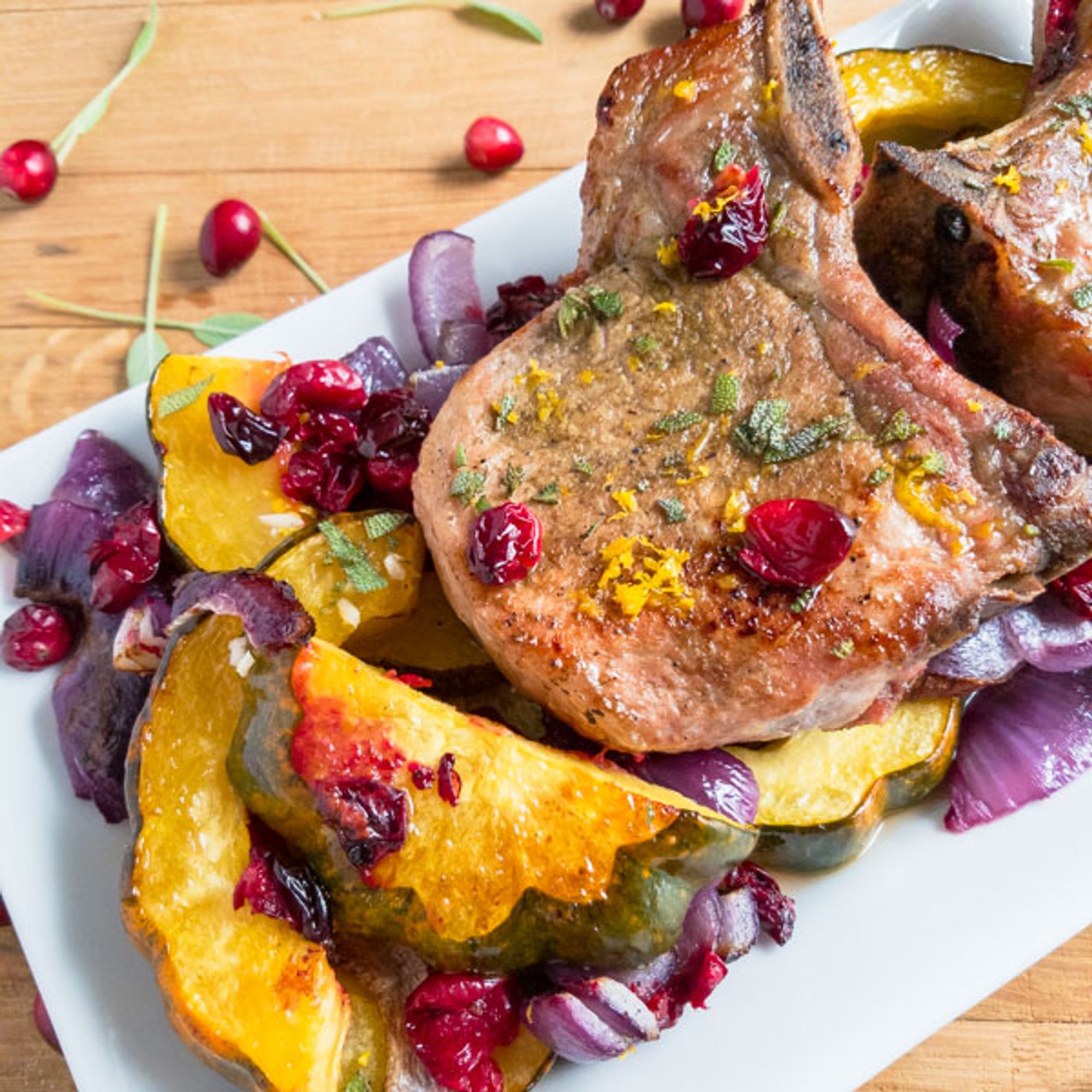 Acorn Squash & Pork Chops with Cranberries Peel with Zeal My Recipe