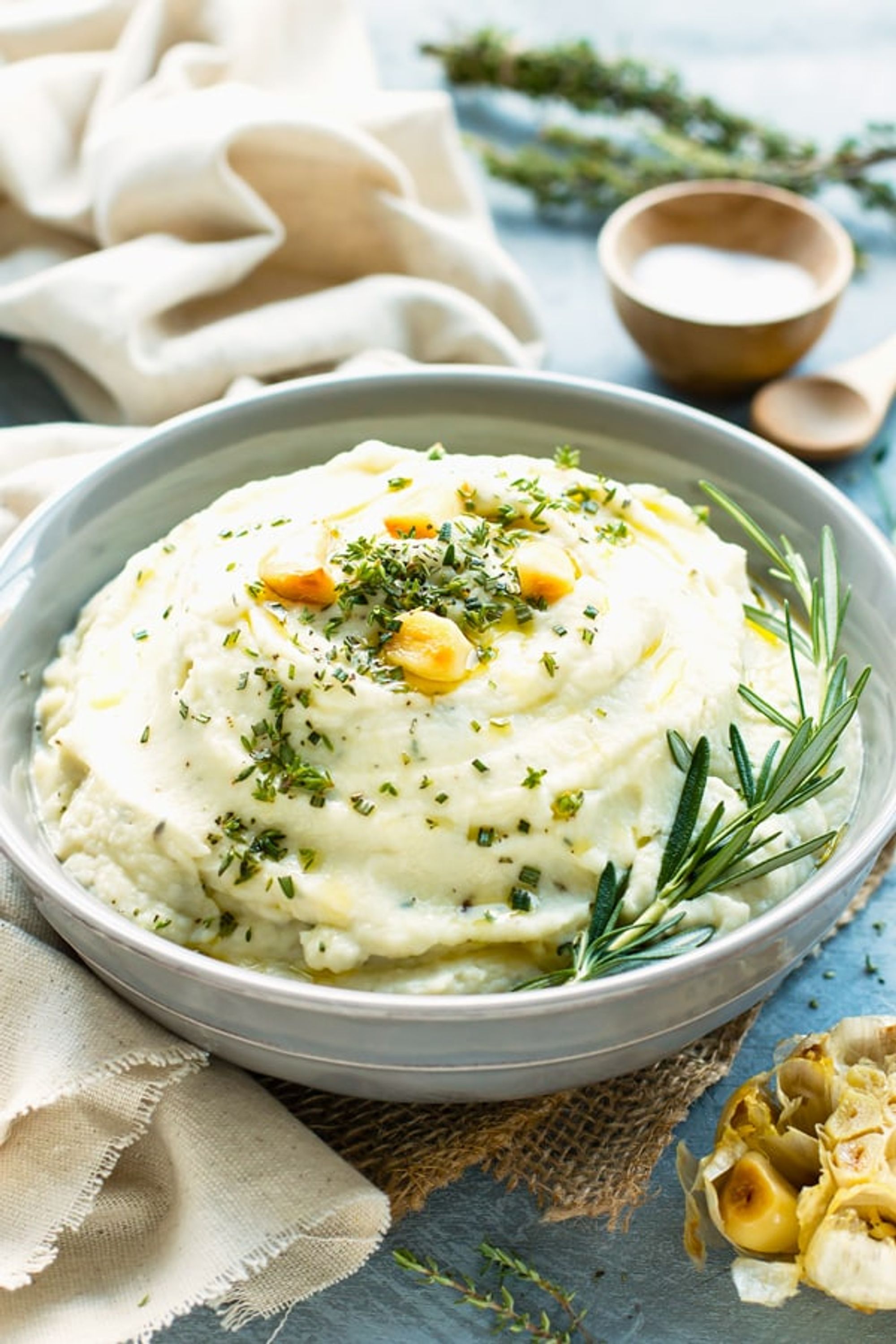 Roasted Garlic Mashed Cauliflower | Vegan, Keto, & Paleo Side Dish - My ...