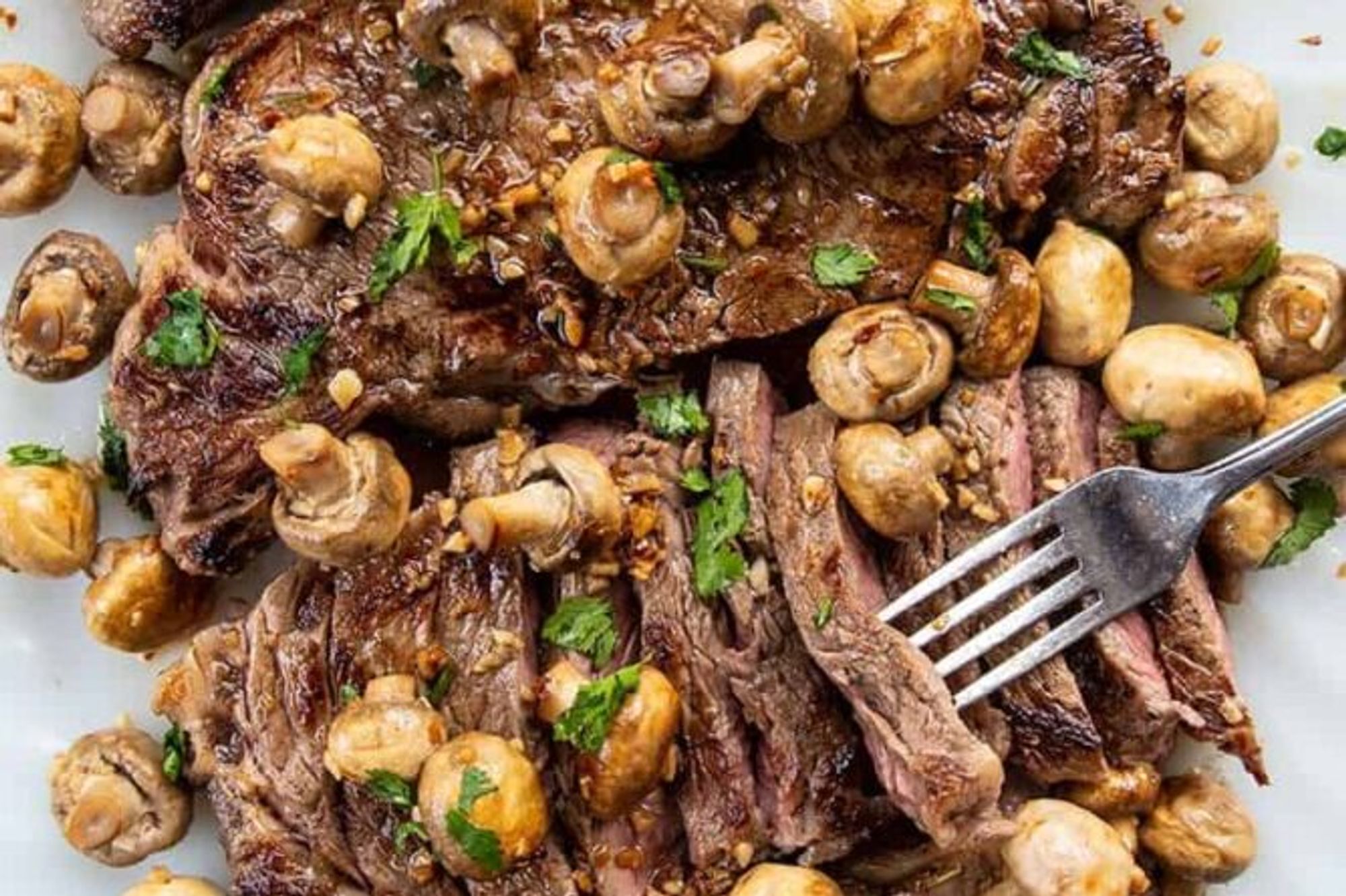New York Strip Steak with Fried Garlic Mushrooms The Kitchen Magpie
